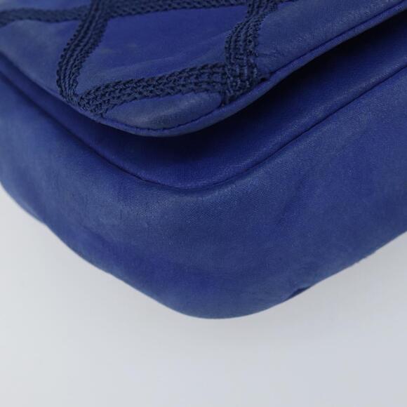 CHANEL Chain Matelasse Shoulder Bag Lamb Skin Blue Silver CC Auth bs31400 - Picture 15 of 16